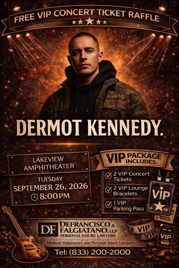 DeFrancisco & Falgiatano Personal Injury Lawyers are once again raffling off free concert tickets. Simply enter your contact information below. Winners will be posted on here and our Facebook page. Thank you!