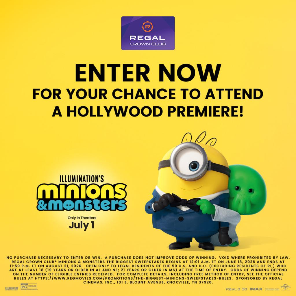 Regal Cinemas Crown Club Minions and Monsters Sweepstakes