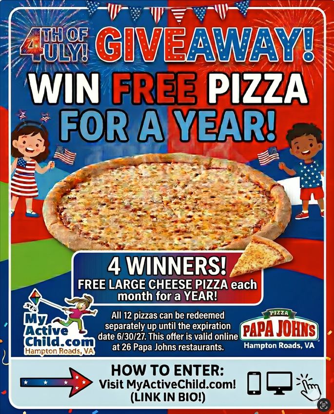 A 4Th Of July Celebration Win A Year Of Free Pizza From Papa Johns Of Hampton Roads