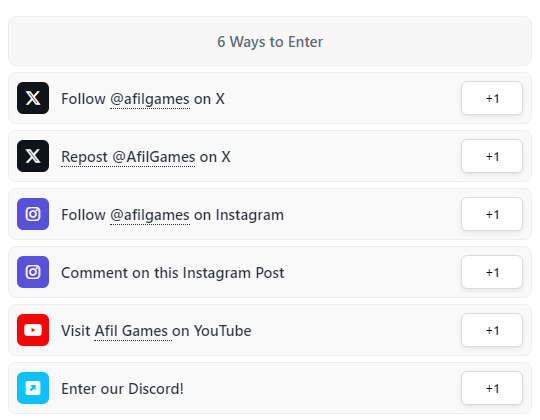 Afil Games Giveaway June 1
