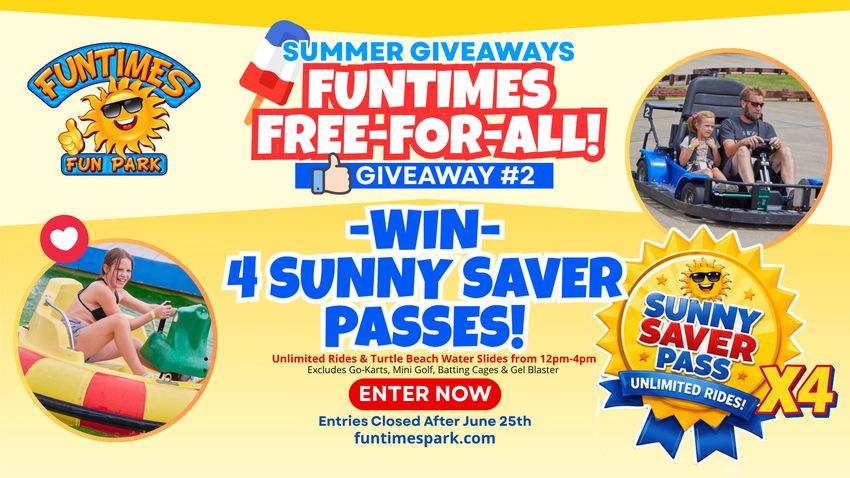 Funtimes Fun Park 4 Sunny Saver Passes June 2026