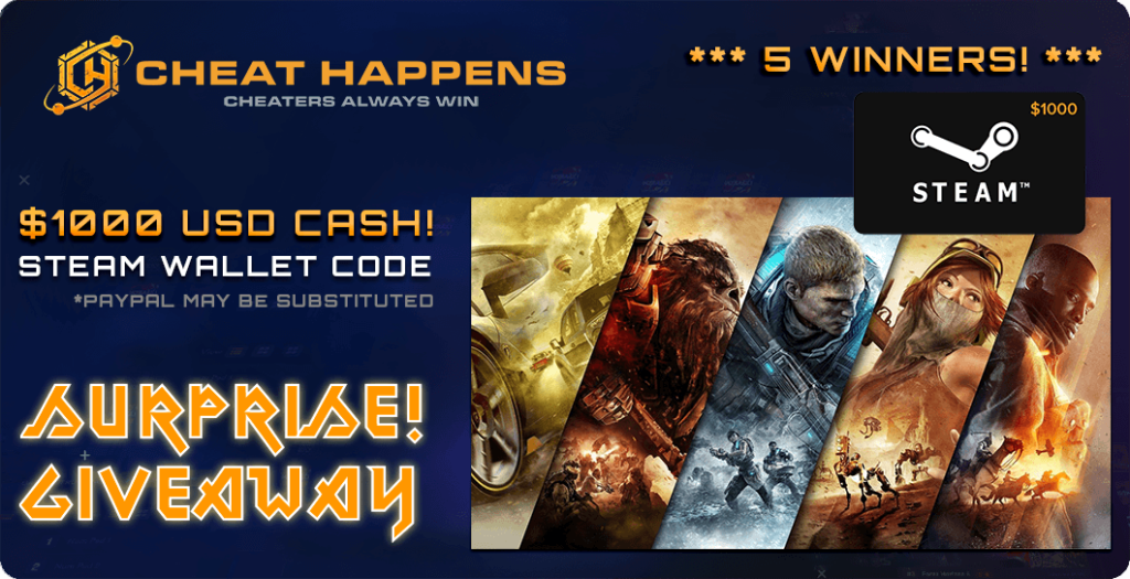 Cheat Happens Presents: $1000 STEAM WALLET Giveaway!