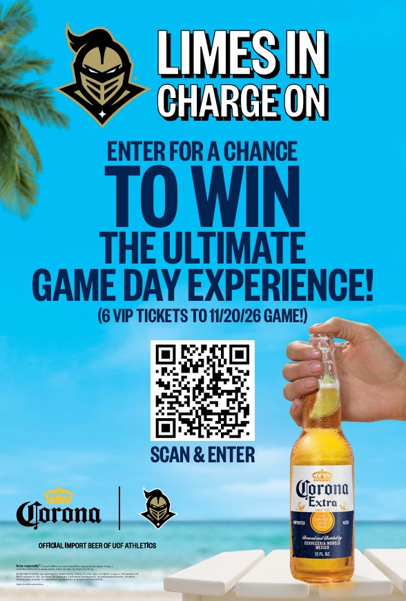 Corona x UCF Sweepstakes – Win VIP Tickets For 6 To The UCF Home Game In Orlando