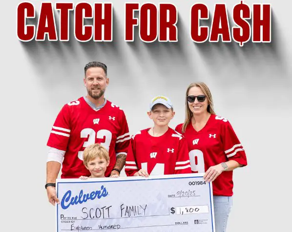 2026 Culver’s Catch for Cash Sweepstakes – Win a VIP Wisconsin Football Family Experience for 4