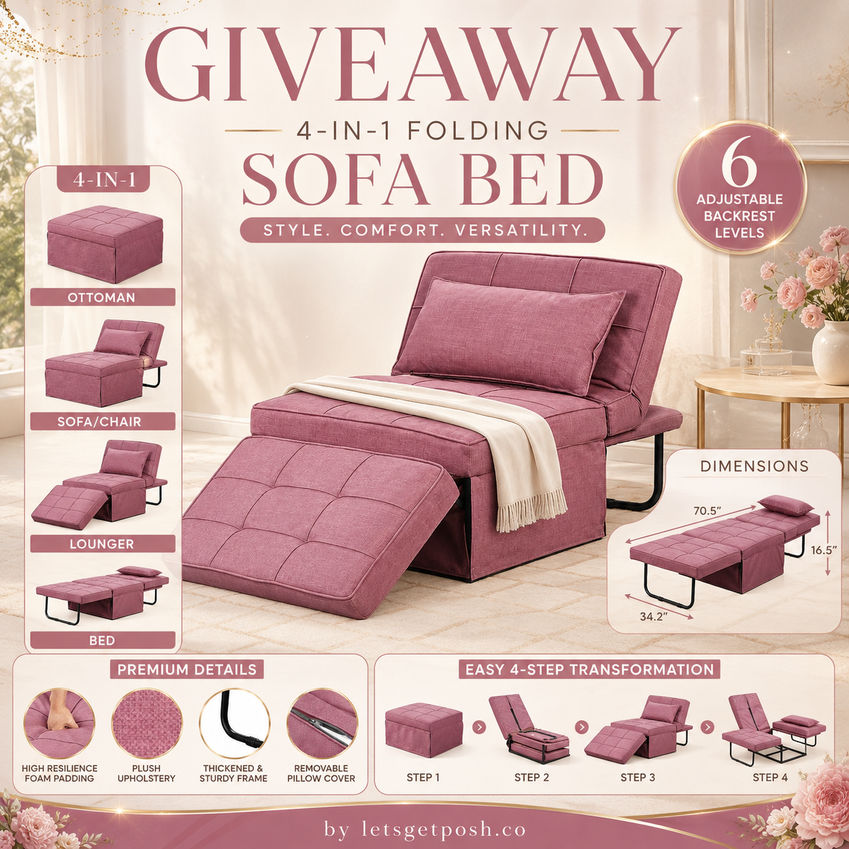 🌸✨ WIN A PINK 4-IN-1 CONVERTIBLE SOFA BED! ✨🌸