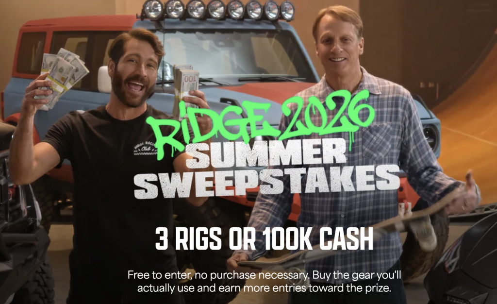 Ridge Three Rigs or $100,000 Cash 2026 Sweepstakes
