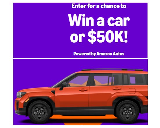 Amazon Haul Car Sweepstakes – Win a Brand New Car or $50,000 Cash