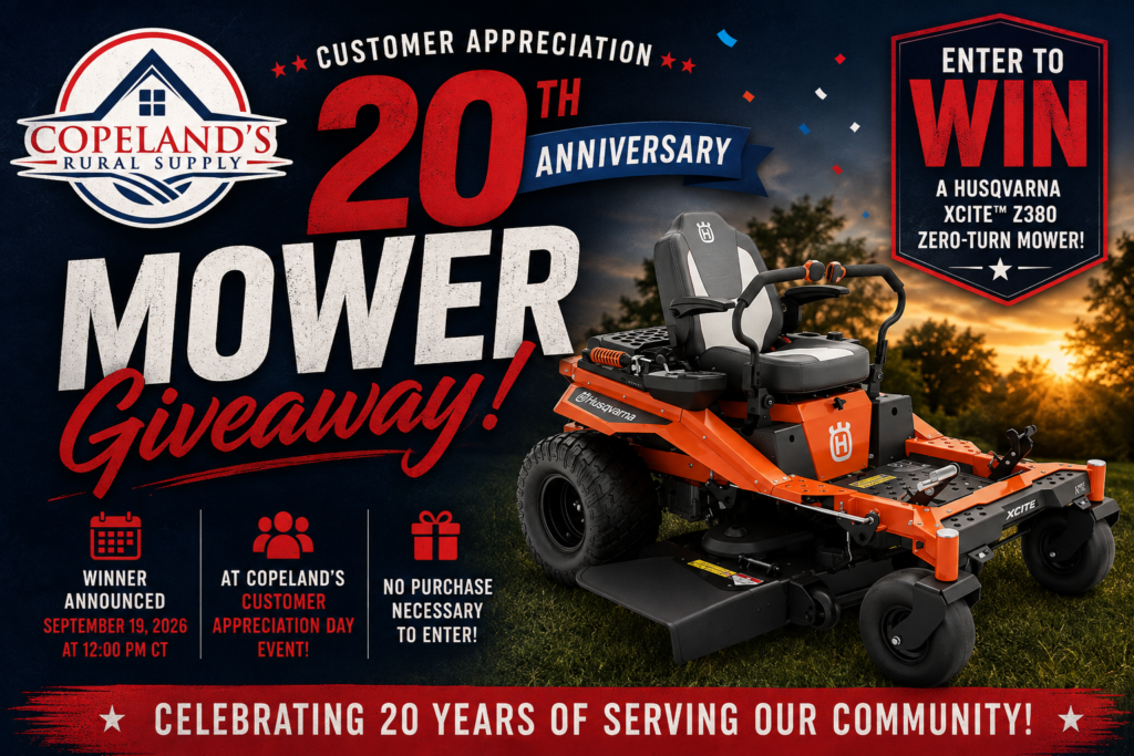 Copeland’s Customer Appreciation 20th Anniversary Mower Giveaway