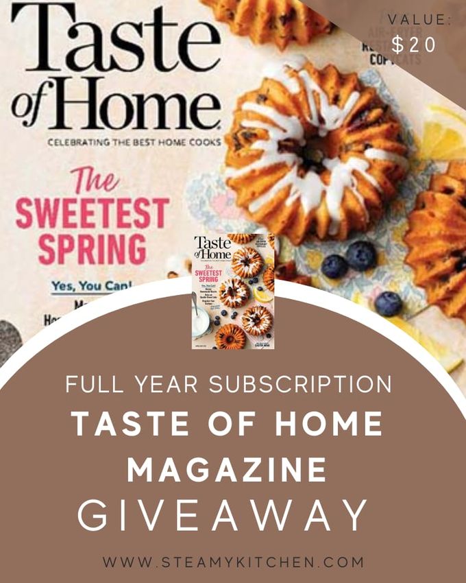 Taste Of Home Magazine Subscription Full Year Giveaway