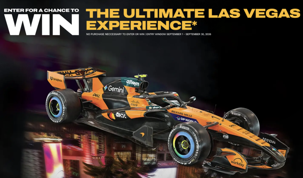 DEWALT® X McLaren Mastercard Formula 1® Team Ultimate Las Vegas Experience Sweepstakes 2026