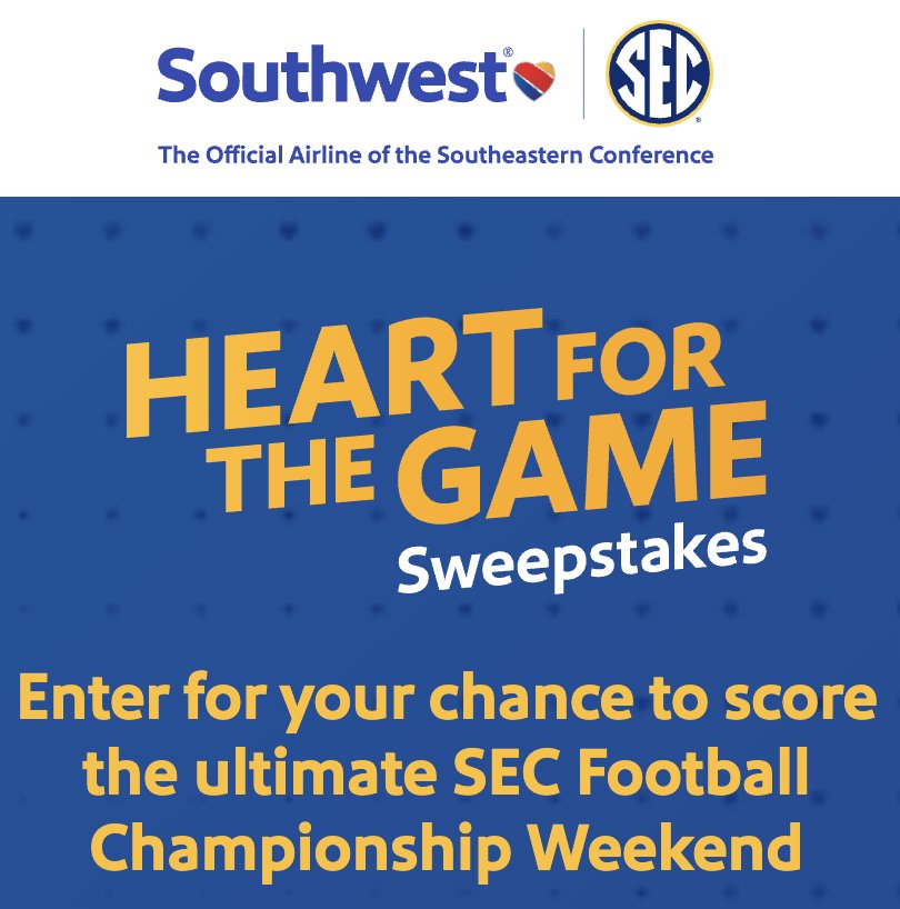Southwest Heart For The Game Sweepstakes