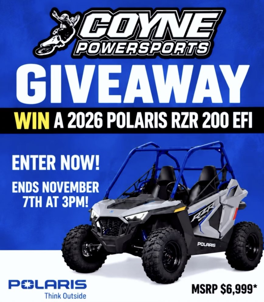 Coyne Powersports 2026 Polaris RZR 200 EFI Giveaway