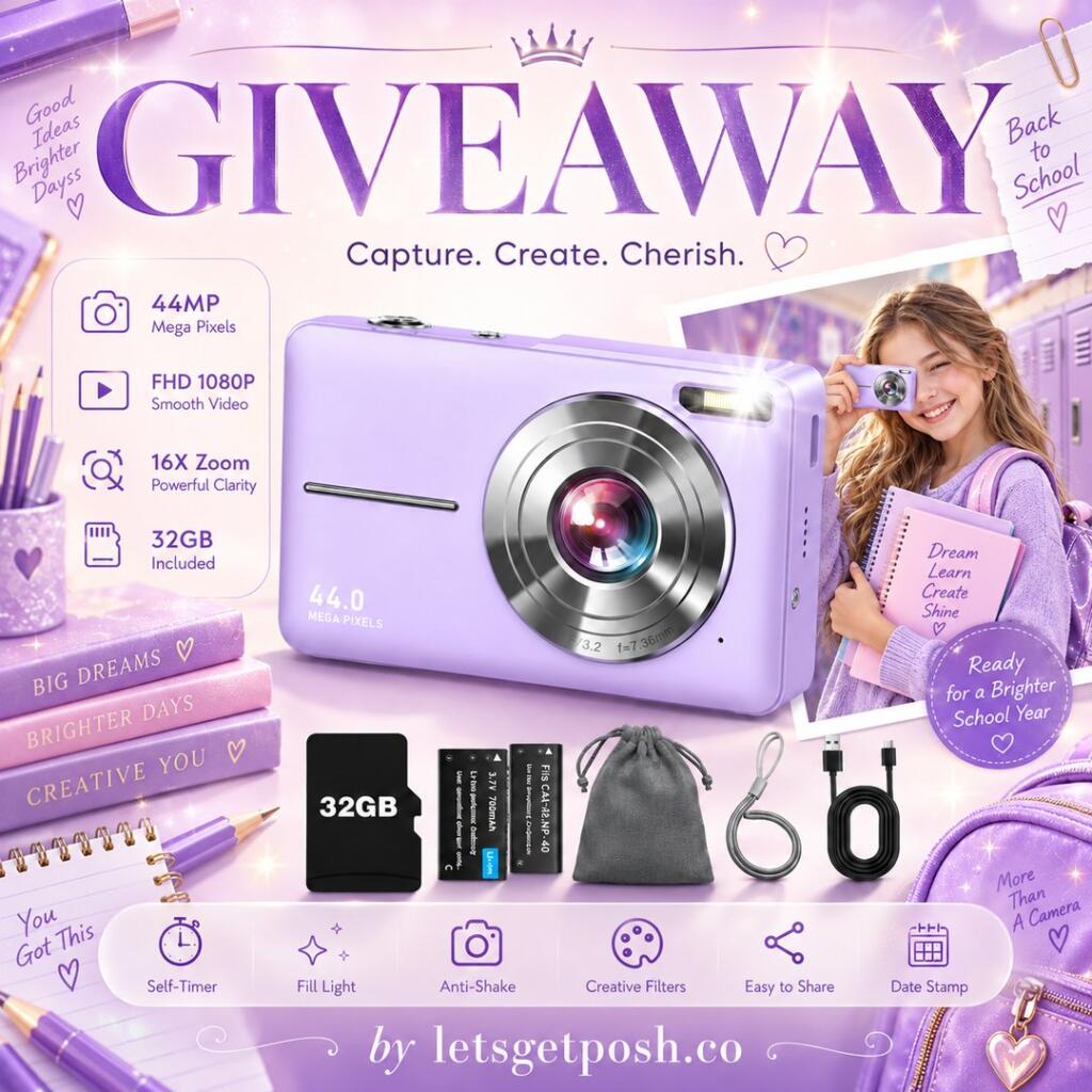 💜📸 WIN A PURPLE 44MP FHD DIGITAL CAMERA + 32GB CARD! 📸💜