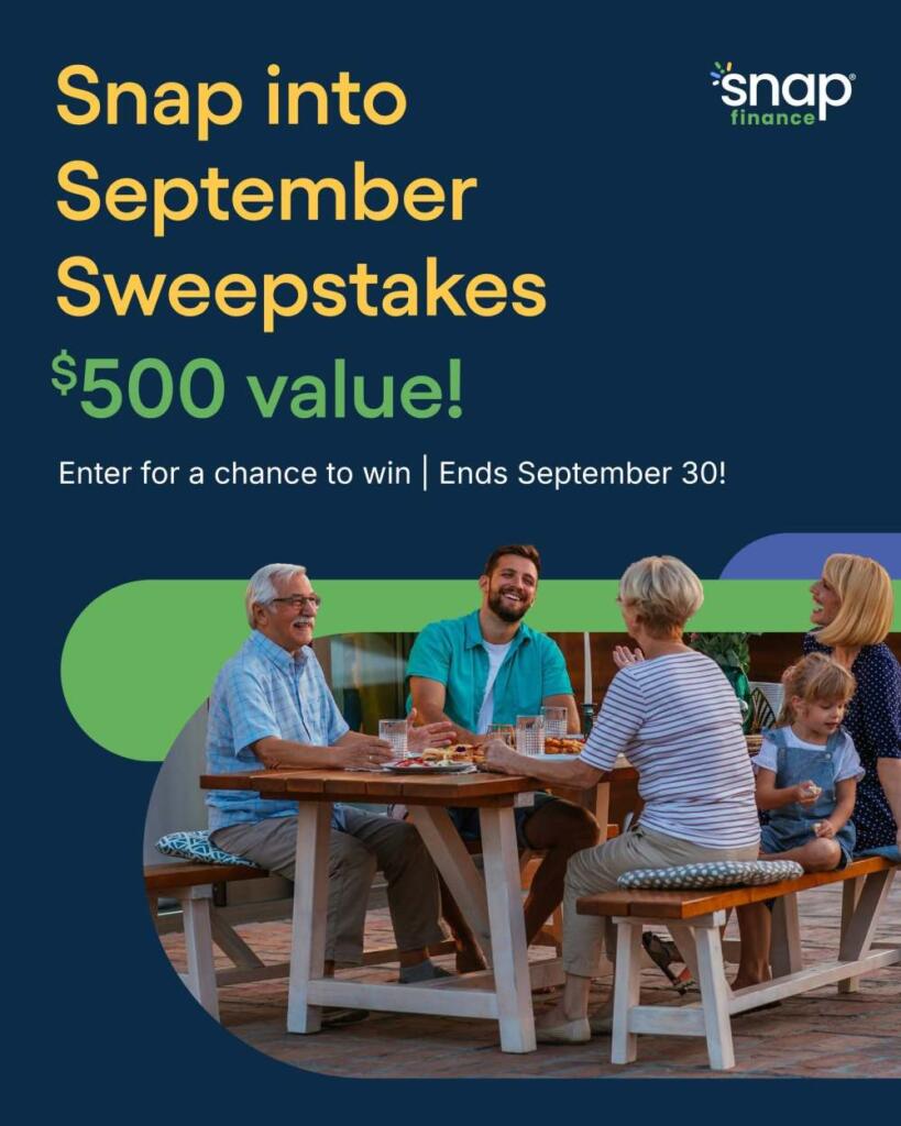 Snap Finance Snap into September Sweepstakes