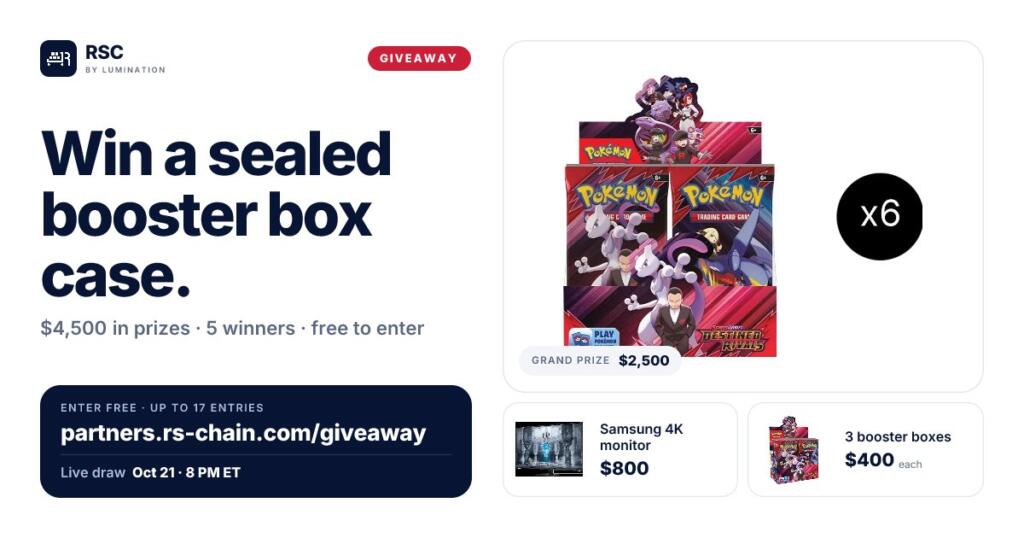 RSC $4,500 Pokémon Booster Box Case Sweepstakes